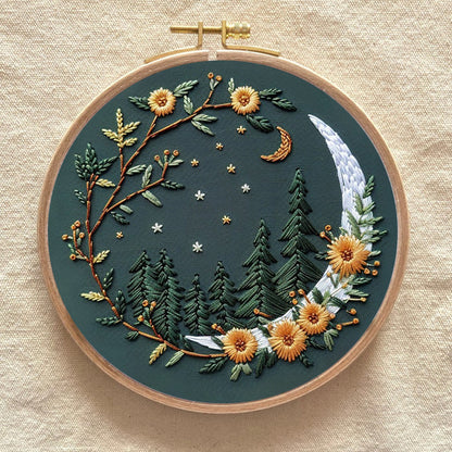 Rubbyoo Embroidery Kit - Moonlit Meadow | DIY Craft Kits For Craft Lover