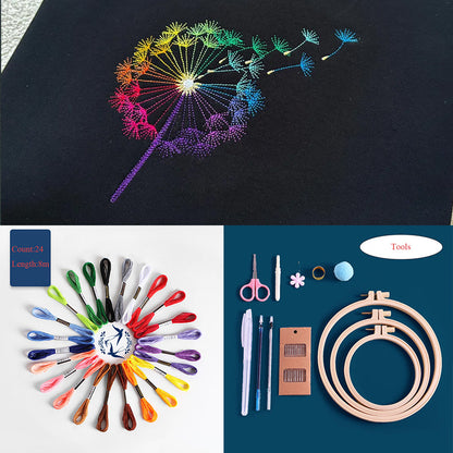 Stick & Stitch Water-Soluble Embroidery Rainbow Dandelion