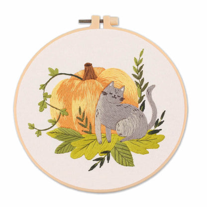 Cozy Cat Greenery - Themed DIY Embroidery Kits