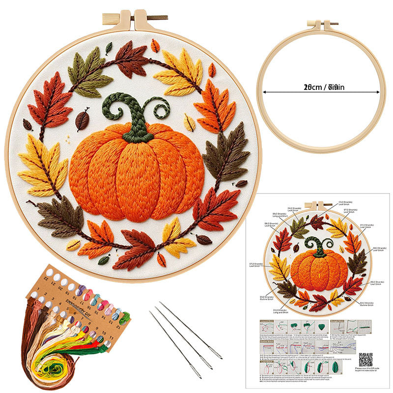 Autumn Leaf Pumpkin -Themed DIY Embroidery Kits