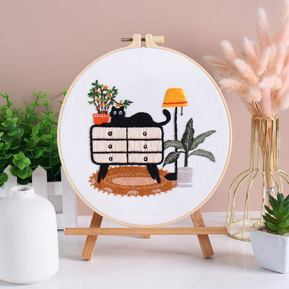 Cozy Black Cat Nook - Themed DIY Embroidery Kits