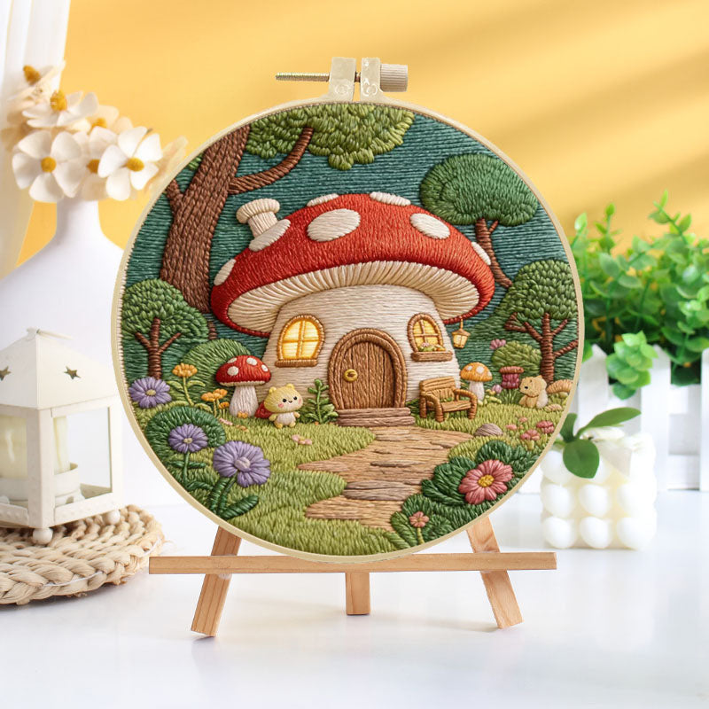 Mushroom Cottage Embroidery Kit