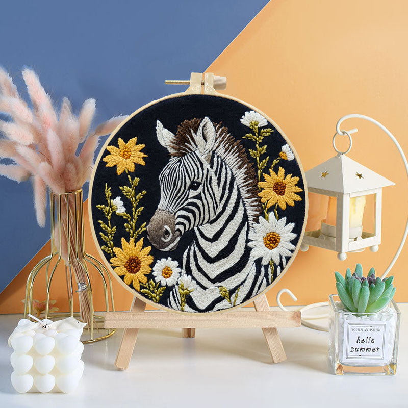 Zebra And Wildflower Embroidery Kit
