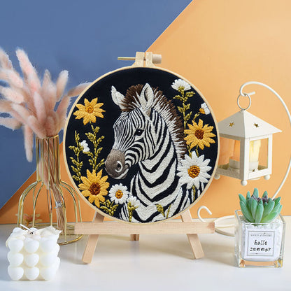 Zebra And Wildflower Embroidery Kit