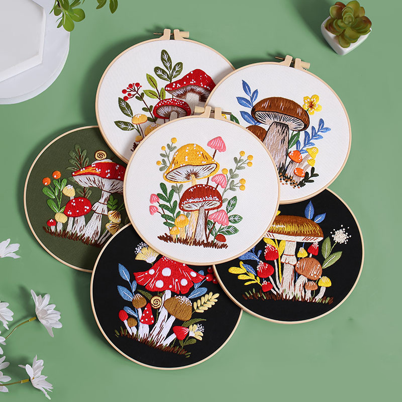 Enchanted Forest Mushroom Embroidery Kit: Craft Your Whimsical Masterpiece