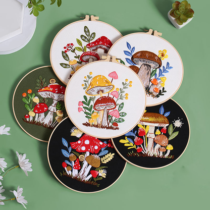 Enchanted Forest Mushroom Embroidery Kit: Craft Your Whimsical Masterpiece