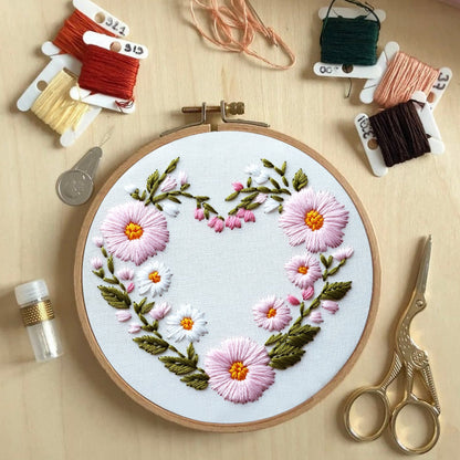 Rubbyoo Embroidery Kit - Floral Embrace | Easy Embroidery Kit for Beginners