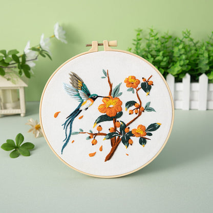 UrCustomHUB Hummingbird Garden Embroidery Kit: Let Every Stitch Catch A Flutter