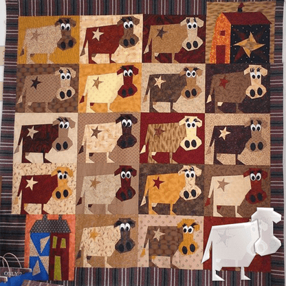 DIY Aggravating Cows Quilt Template Set-With Instructions