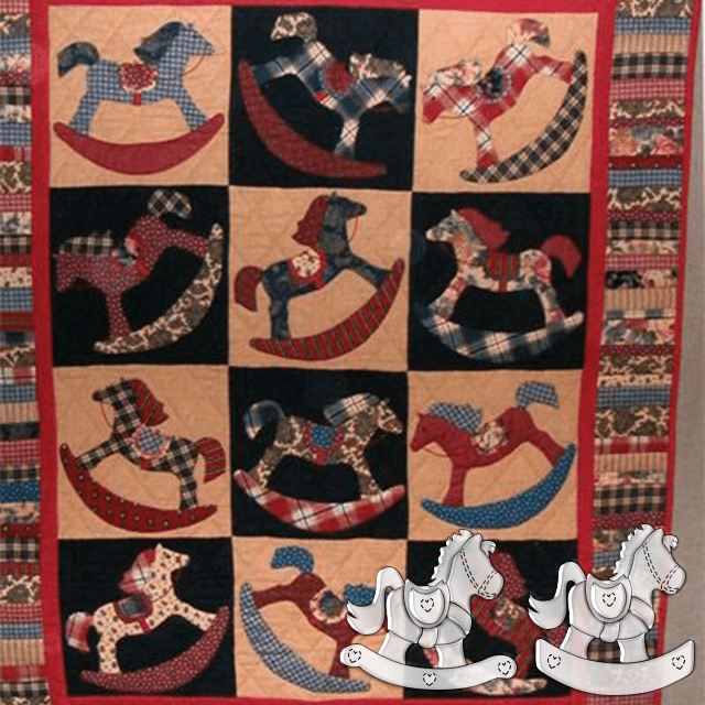Vintage Rocking Horse Quilt Template Set(A+B Style)-With Instructions