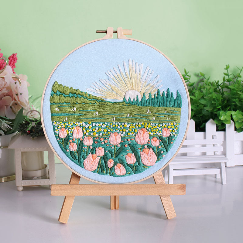 UrCustomHUB Garden View Hand Stitch Kit: Stitch your own peaceful garden escape
