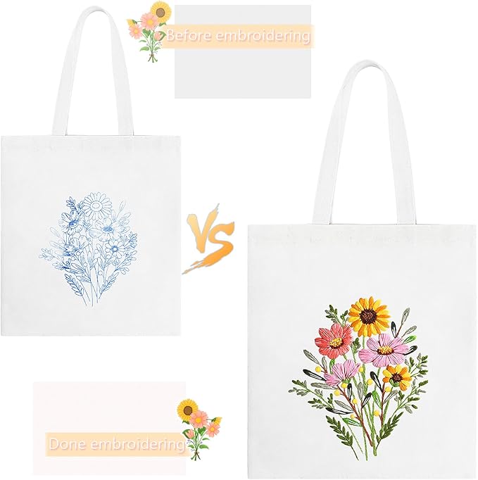 Blossom Fields Embroidery Tote: Embroider Your Unique Style