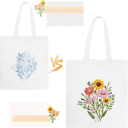 Blossom Fields Embroidery Tote: Embroider Your Unique Style