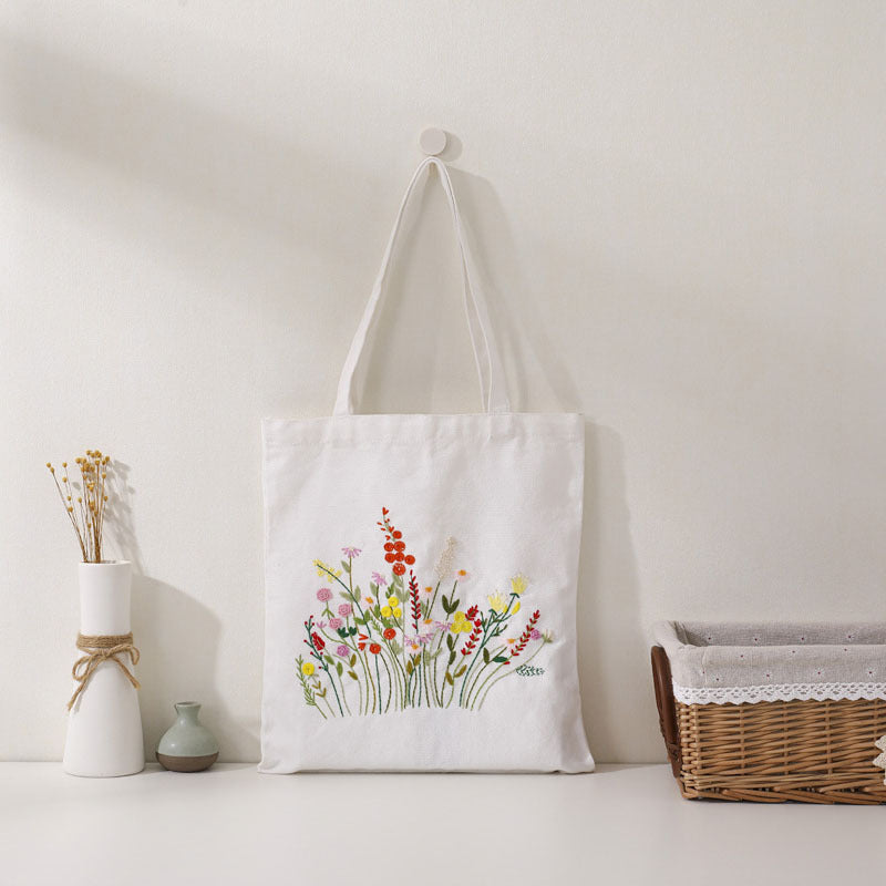 Wild Garden Embroidered Canvas Bag: Embroider Your Unique Style