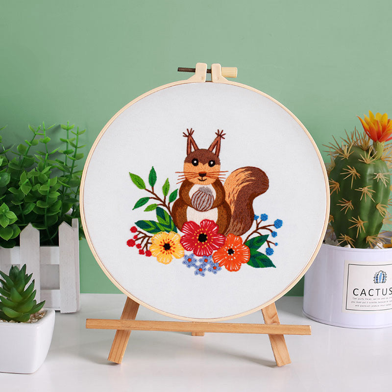 Enchanted Forest Embroidery Kit Series with cats/deers/squirrels/fox/rabbits