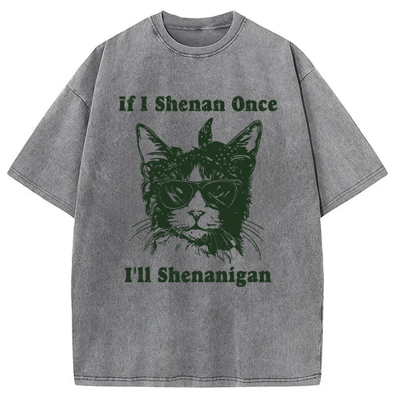St. Patrick's Day Elegant Cat Washed T-Shirt