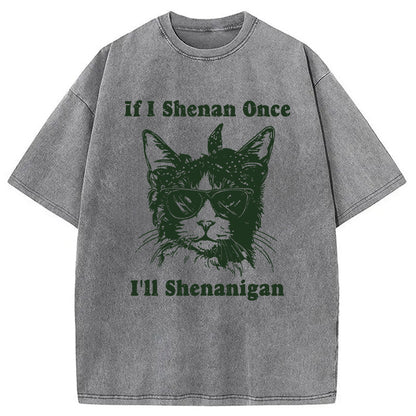 St. Patrick's Day Elegant Cat Washed T-Shirt