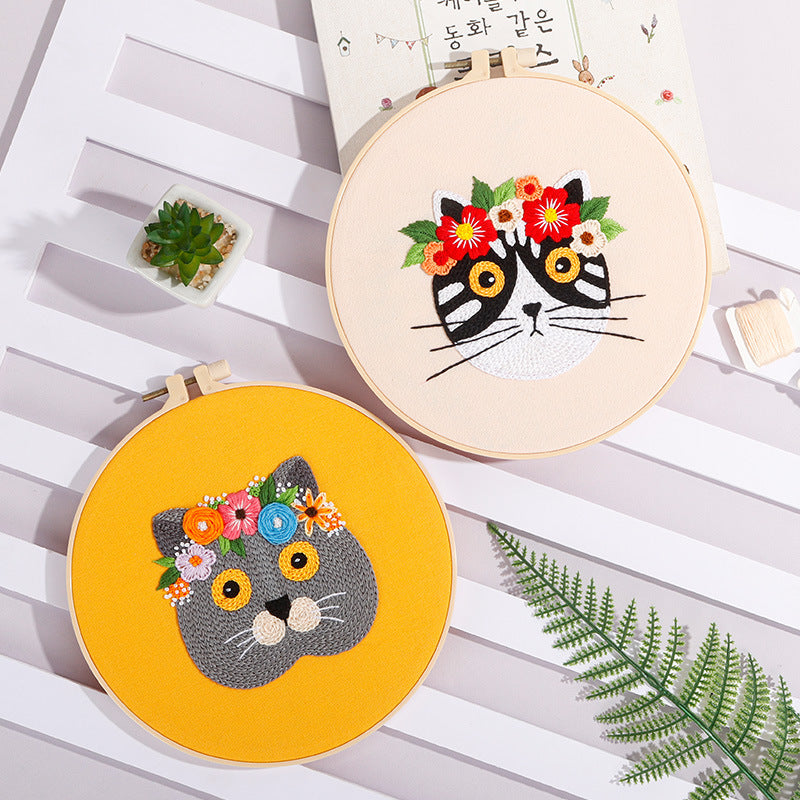 Floral Cat - Themed DIY Embroidery Kits