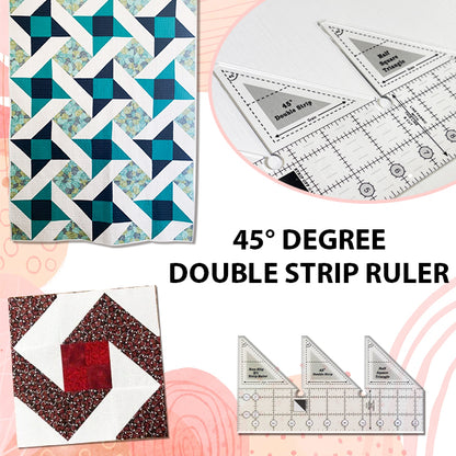 45° Degree Double Strip Ruler - With Instructions