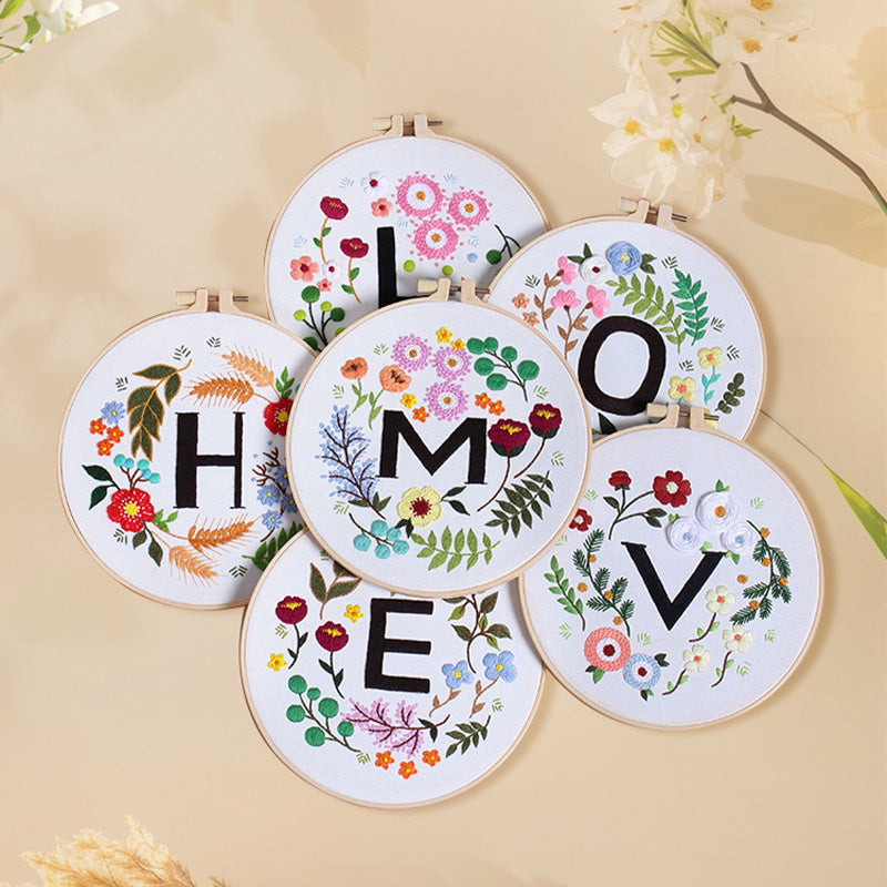 HOME & LOVE Floral Monogram Embroidery Kit
