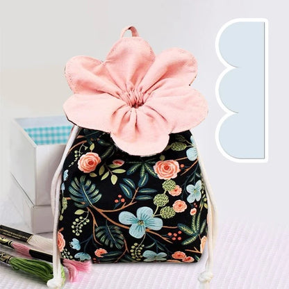 Flower Drawstring Storage Bag Template