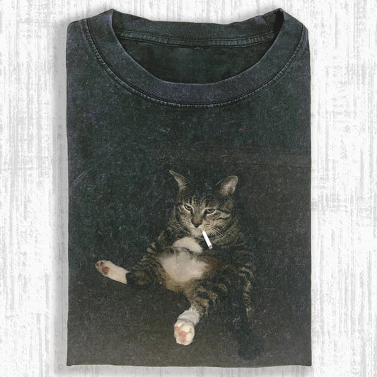 Wacky Lazy Cat with Cigarette T-shirt