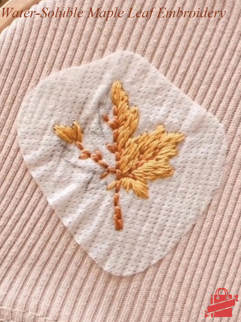 DIY Water-Soluble Printed Maple Leaf Embroidery