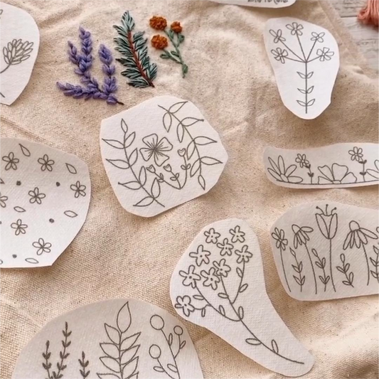 DIY Water-Soluble Printed Ten Flowers Embroidery