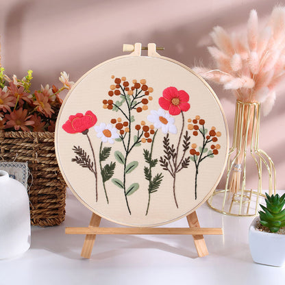 Embroidery Hoop Flowers In Bloom Gift Kit for Beginner