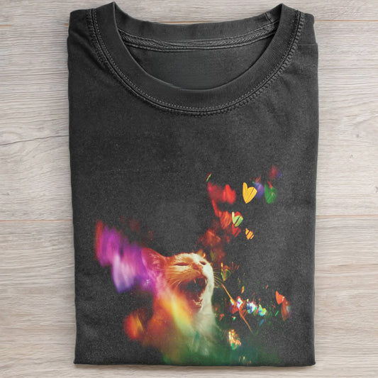 SCREAMING CAT HEART TEE