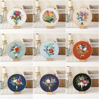 Embroidery Hoop Flowers Gift Kit for Beginner