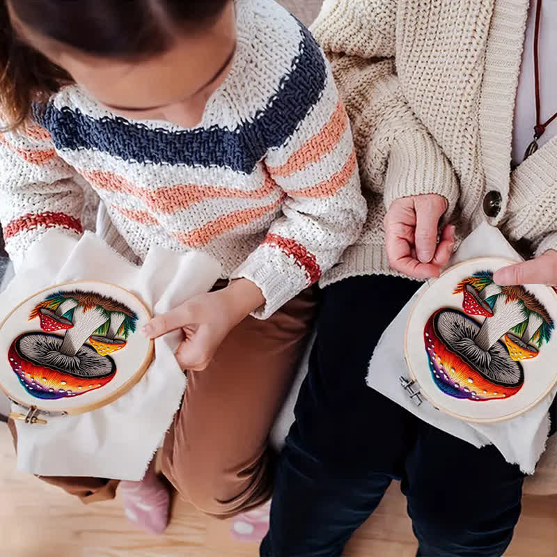 Rubbyoo Embroidery Kit - Cute Colorful Mushrooms