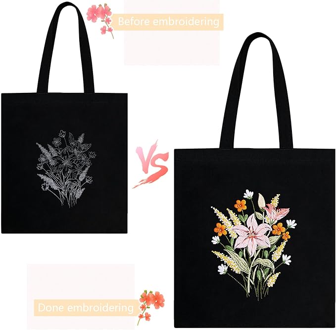 Handcrafted Floral Canvas Tote: Embroider Your Unique Style