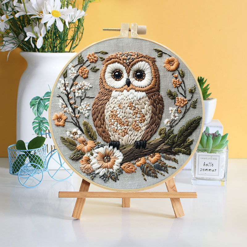 Forest Owl & Floral - Themed DIY Embroidery Kits