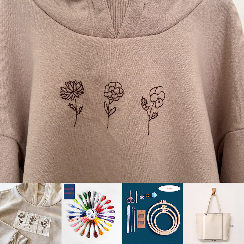 Stick Stitch Water-Soluble Embroidery Flower Collection: Stitch, Create, and Personalize 3 Flower Set