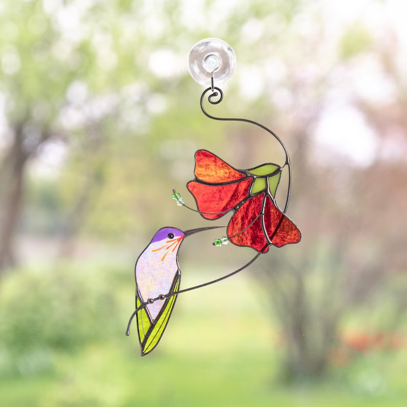 Hummingbird Stained Glass Sun Catcher - Home Decoration