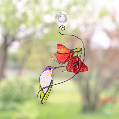 Hummingbird Stained Glass Sun Catcher - Home Decoration