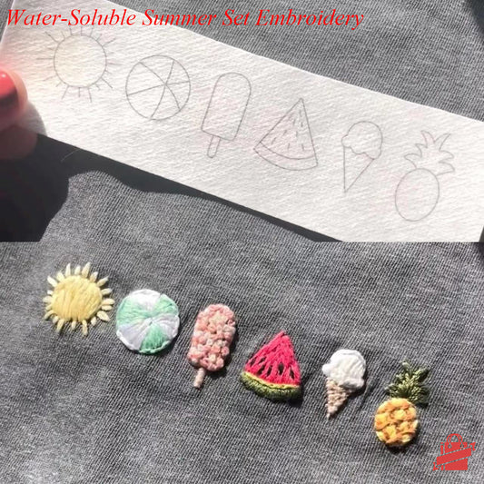 DIY Water-Soluble Printed Summer Set Embroidery - Only Water-soluble Printed Embroidered
