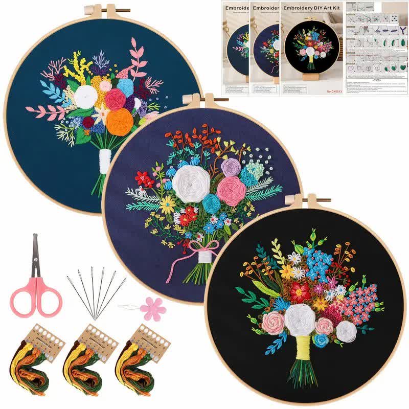 Rubbyoo Embroidery Kit - Flower Bouquet