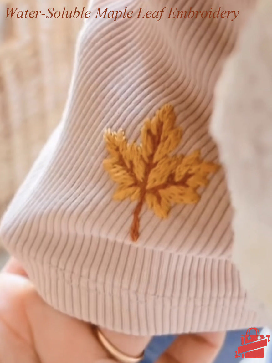 DIY Water-Soluble Printed Maple Leaf Embroidery