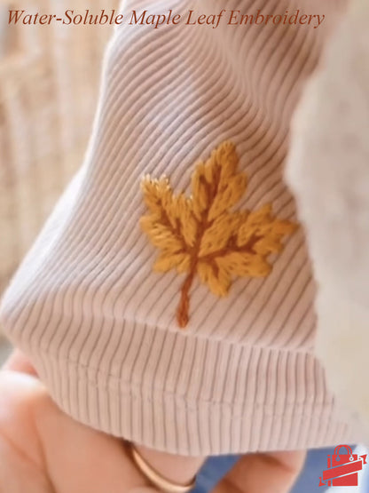 DIY Water-Soluble Printed Maple Leaf Embroidery