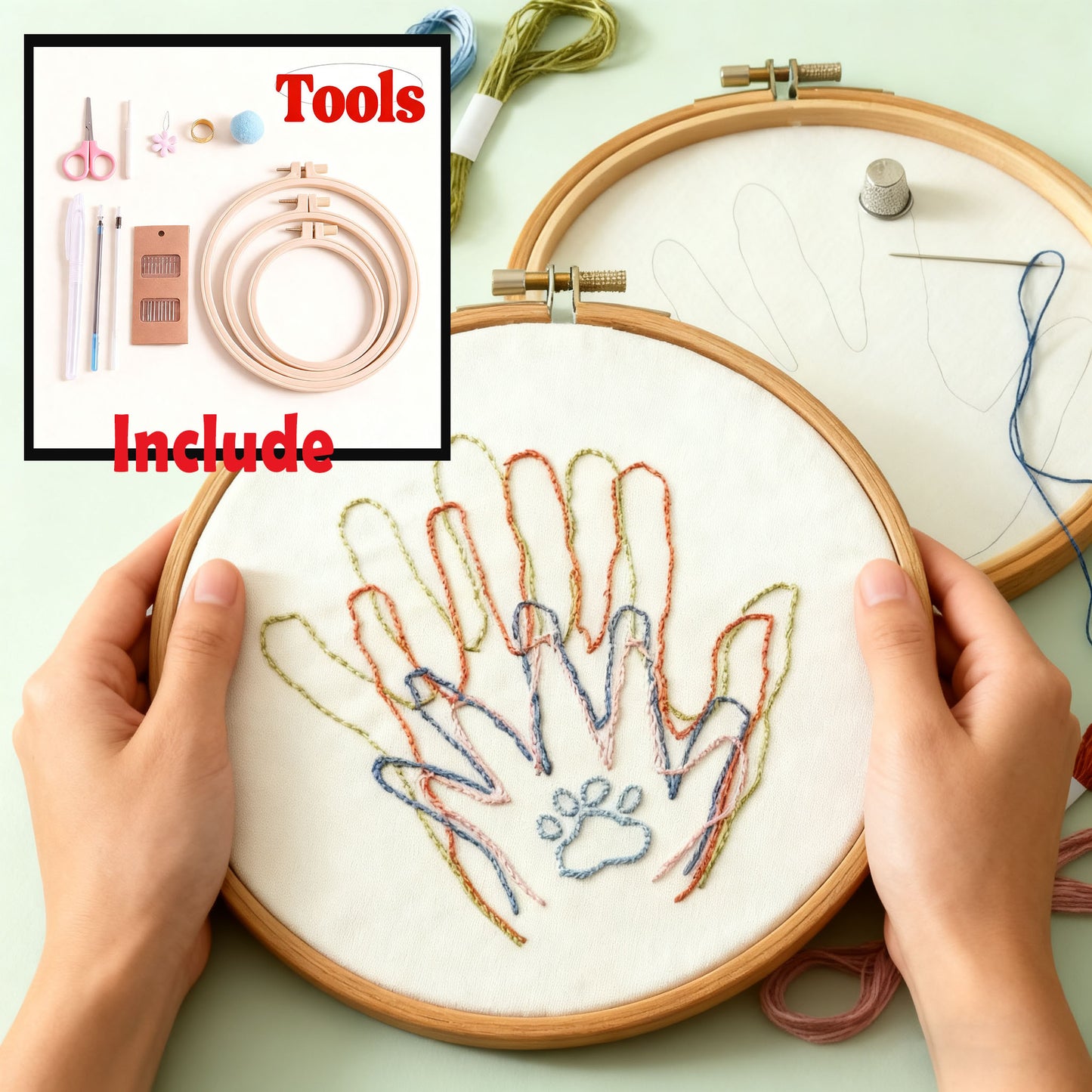 Stick & Stitch Water - Paws & Hands: A Stitched Bond