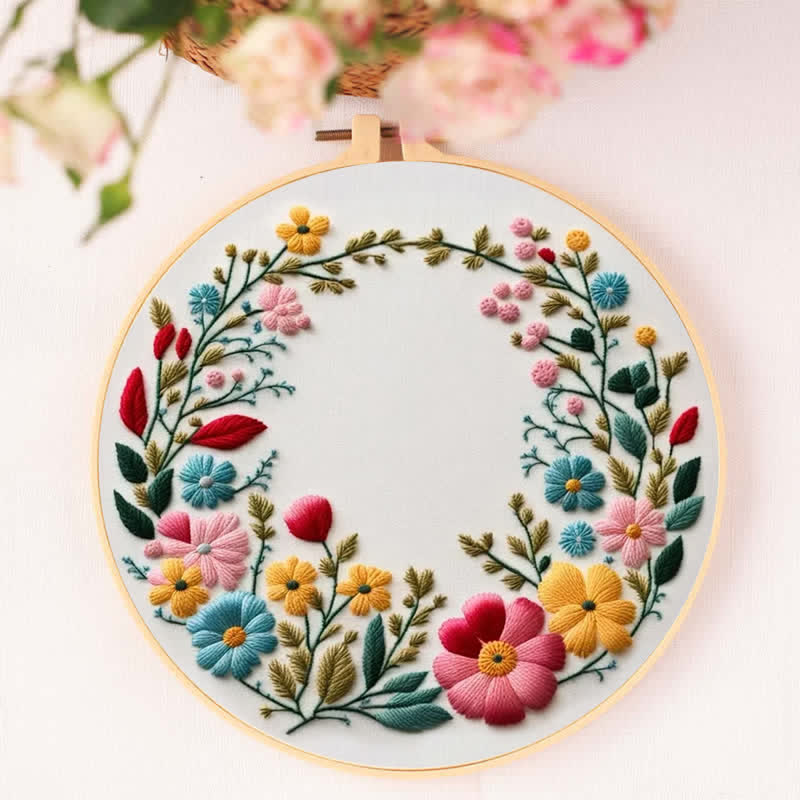 Rubbyoo Embroidery Kit - Flowers Diy Kit For Women
