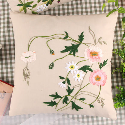 Whimsy Blooms Pillow Embroidery Kit: Craft Your Delightful Home Decor