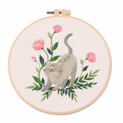Cozy Cat Greenery - Themed DIY Embroidery Kits