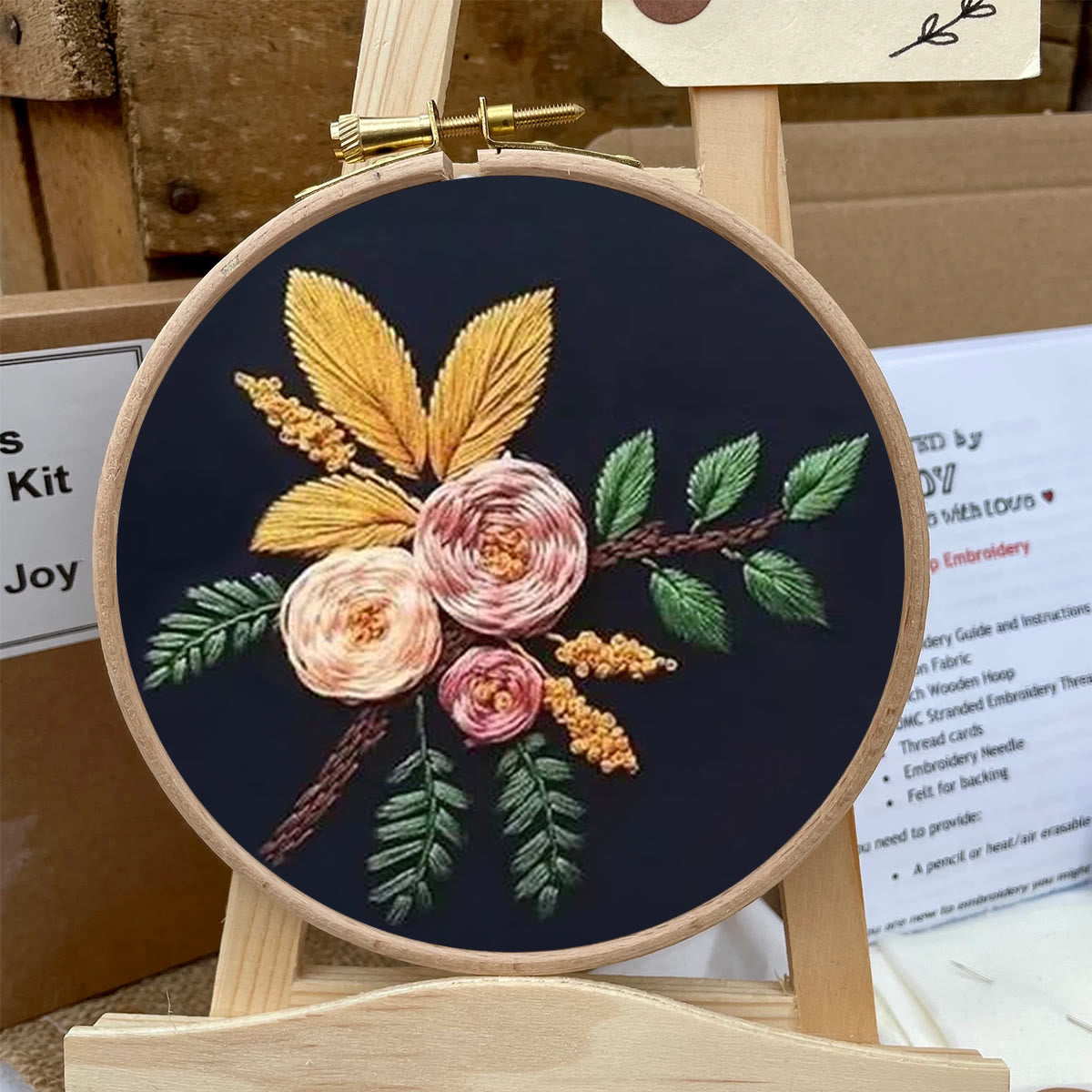 Rubbyoo Embroidery Kit- Flowers And Branches  | Diy Craft Kits,Hand Stitch,For Craft Lover