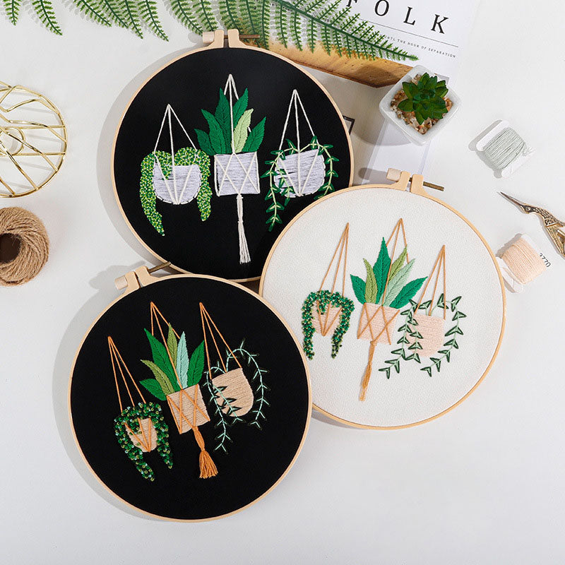 Hanging green plants  -Themed DIY Embroidery Kits