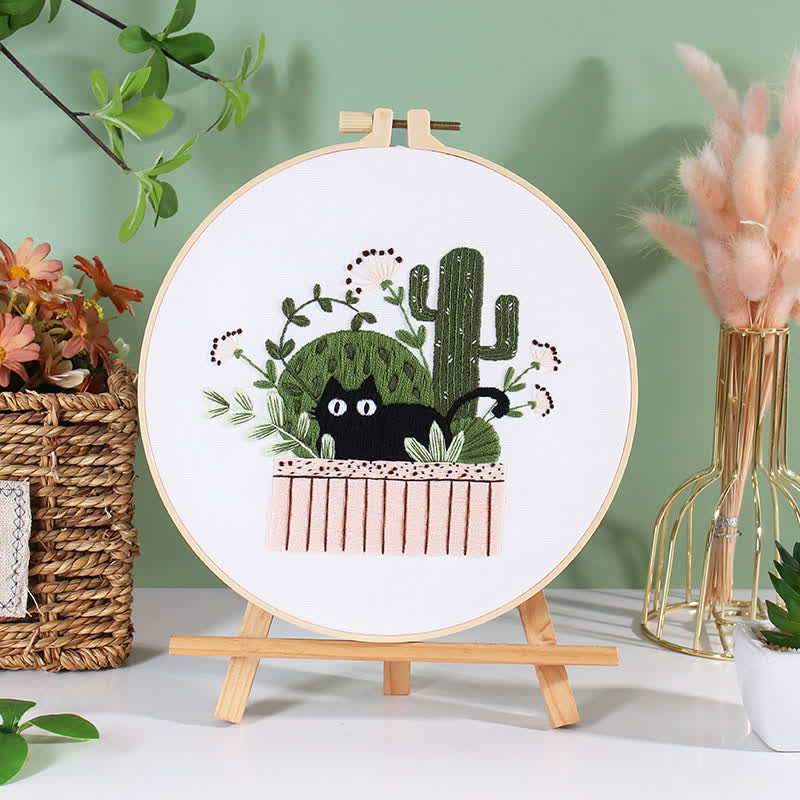 Rubbyoo Embroidery Kit - Cute Black Cat