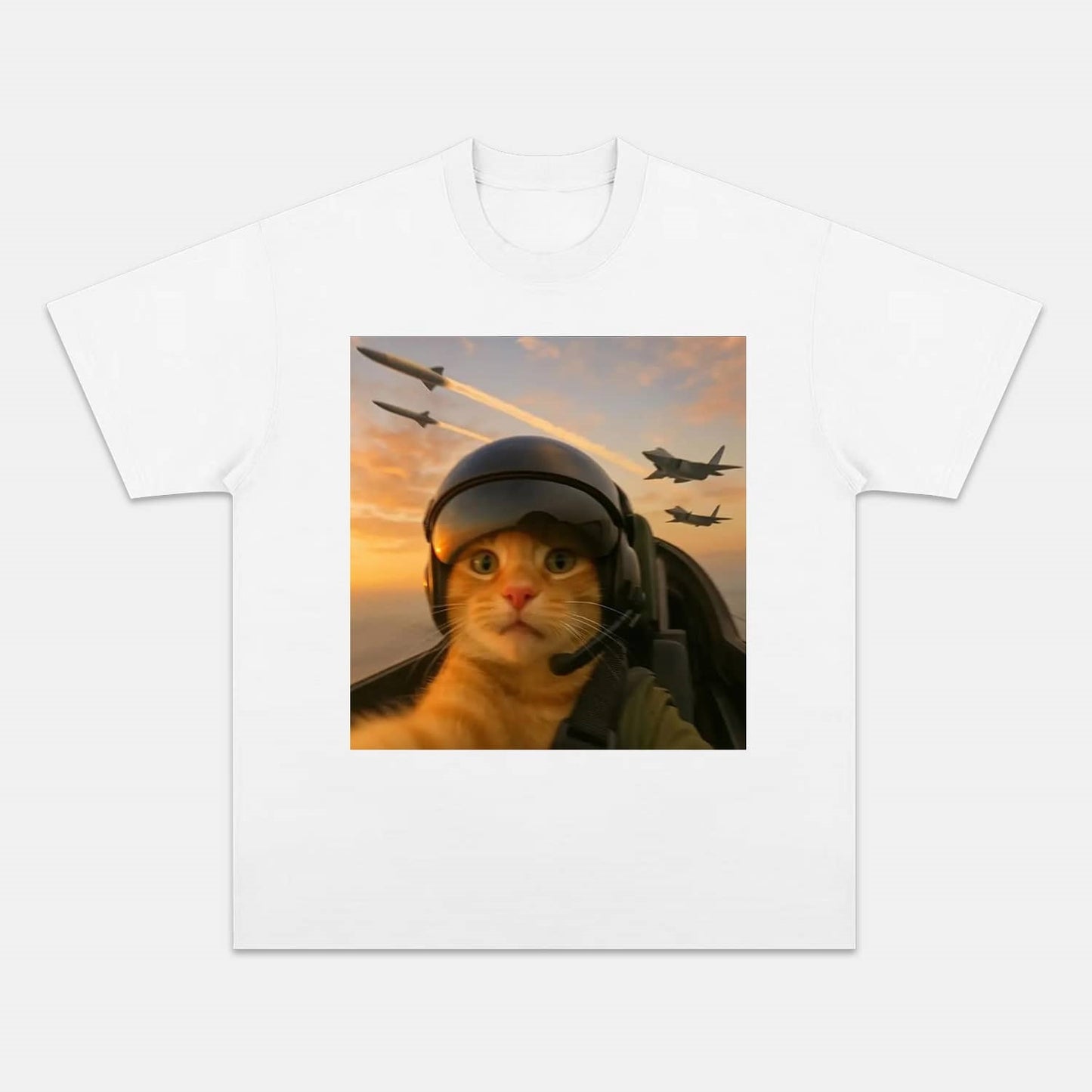 Wacky Pilot Cat with Headset Vintage T-shirt