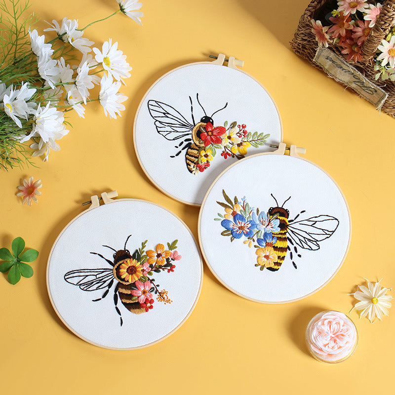 Buzzing Blooms Embroidery Kit: Craft Your Nature-Inspired Masterpiece